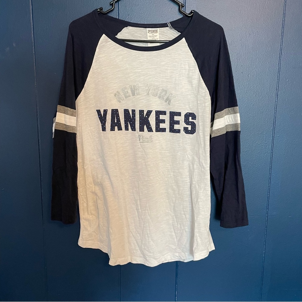 PINK Yankees Baseball Tee